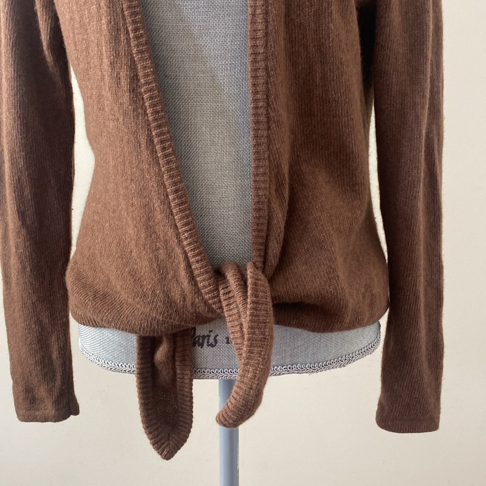 Isabella Bird Ballet Wrap Tie Front Cashmere Cardigan Sweater Brown Size Medium - Picture 10 of 13